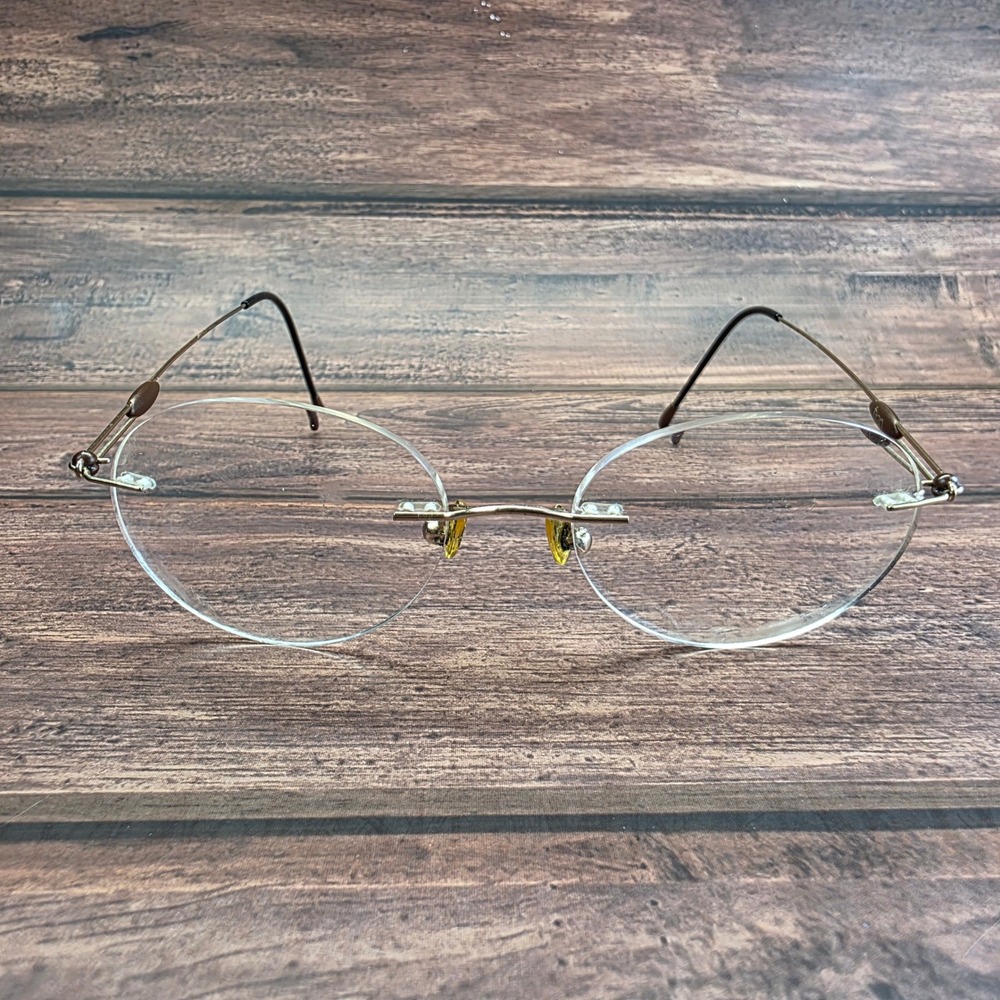 Silhouette Titan Rimless Eyeglasses Gold Brown Titanium Oval Frames Mens Womens